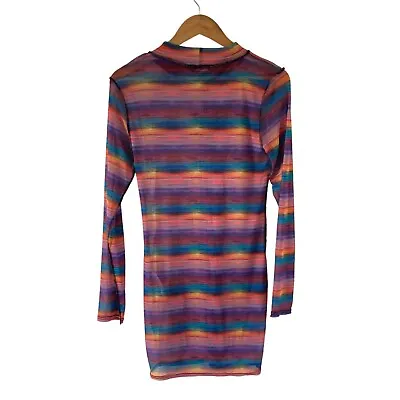 Pretty Little Things Women's Rainbow Mesh Club Beach Dress Long Sleeve 14 • $18.67