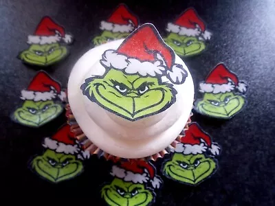 £2.75 • Buy 12 Precut Edible Wafer Paper Christmas/Xmas Grinch Cake/cupcake Toppers