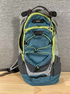 REI STOKE 9 Day Backpack Blue Grey Lightweight Daypack Hiking Zip Hydration Rare • $29.95