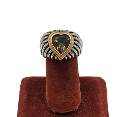 Vtg Sz 7 Ring Lg Heart Gray Rhinestone Medieval Viking Theme Statement Jewelry • $49.99