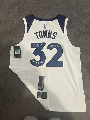 Karl Anthony Towns Autographed Authentic Nike Swingman Dual Inscription 2 COA • $450