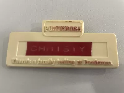 Vintage Ponderosa Steakhouse Restaurant Employee Name Tag Badge 1980s “Christy” • $20