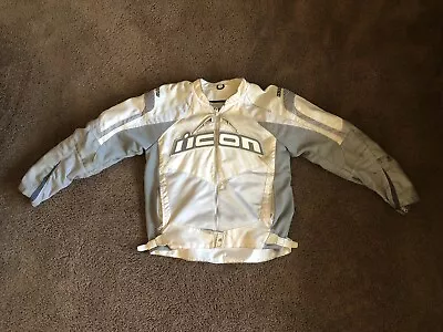 Icon Contra Motorcycle White Jacket With Padded Interior Men’s Size Large Used • $70