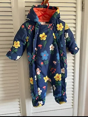 Baby Girls M&S Padded Hooded Fleece Lined Flower Snowsuit - Age 3-6 Months • £5.99