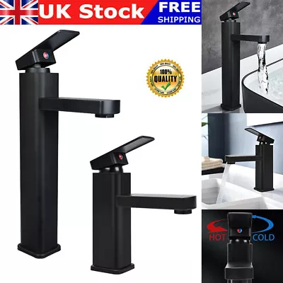 Modern Bathroom Countertop Basin Sink Mixer Tap Tall/Short Taps Faucet Black UK • £11.99