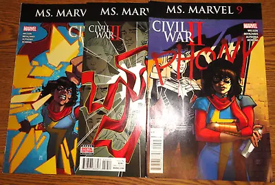 Ms. Marvel #91011 Run Of 3 Kamala Khan Lot Civil War II Set 1st Print Captain • $16.39