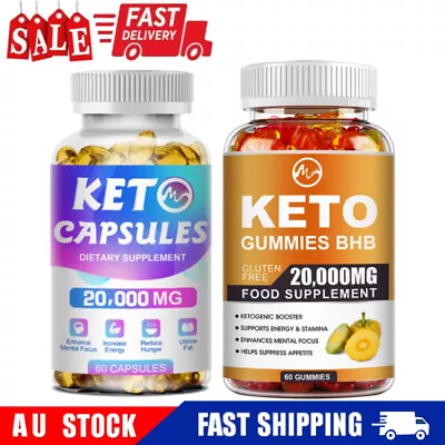 Keto Gummies Ketone Advanced Weight Loss Fat Burner Dietary Supplement 60 Caps • $42.99