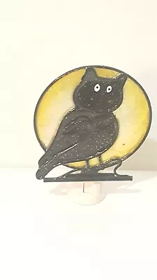 Vintage Hand Painted Owl Against Moon Plug-in Night Light Decor • $22