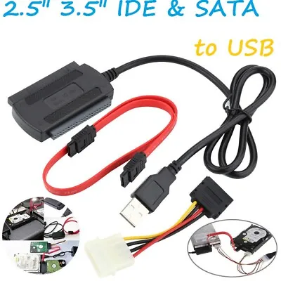 SATA/PATA/IDE To USB 2.0 Adapter Converter Cable For 2.5/3.5 Hard Disk Drive DVD • £4.99