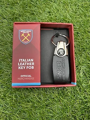 £9.99 • Buy Official West Ham United FC Italian Leather Key Fob Keyring Brand New Boxed 