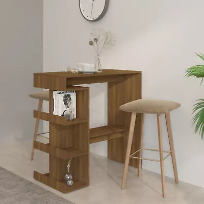 Bar Table With Storage Rack Brown Oak 100x50x101.5cm Engineered Wood J3M4 • £86.27