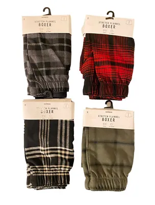 Lot Of 4 EXPRESS Stretch Flannel Boxer Underwear Red Green Black Gray Mens Small • $39.99
