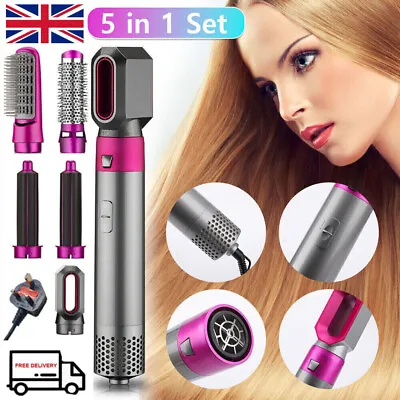 5 In 1 Electric Hair Dryer Blow Curler Set Detachable Styler Hot Air Comb Brush • £17.51
