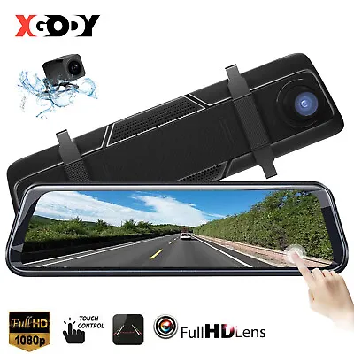 $81.59 • Buy XGODY 1080P Dash Camera 10  Front RearView Cam Car DVR Reversing Mirror Recorder