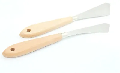 2 Set Metal Palette Knife Wooden Handle Painting Mixing Knives Crafts Art UK • £5.15