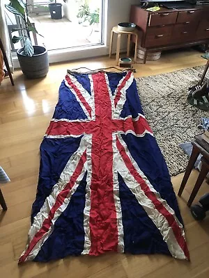 Vintage Antique Military Linen Union Jack GB United Kingdom Flag 1200mm X 2500mm • $350