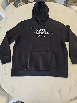 $129 Karl Lagerfeld Paris Black Graffiti Logo Graphic Hoodie Men’s XXL • $18.95