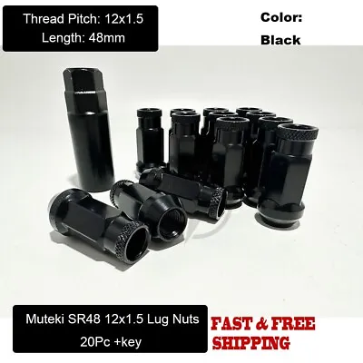 20Pc + Key Black 12x1.5 Muteki SR48 Tuner Racing Lug Nuts For Honda Accord Civic • $41.99