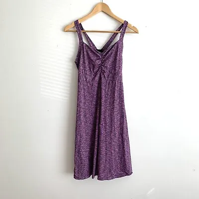 $39 • Buy Prana Cali Dress Racerback Shelf Bra Purple Ruched Size Large Athleisure Active