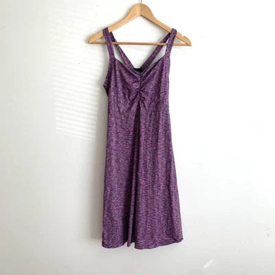$39 • Buy Prana Cali Dress Racerback Shelf Bra Purple Ruched Size Large Athleisure Active
