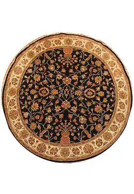 8' X 8' Black Round Chobi Peshawar Rug 14250 • $1125