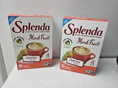 Lot Of 2 Splenda Monk Fruit 100% Natural Zero Calorie Sweetener 80 Packs   Keto • $10.99