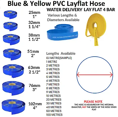 £3.03 • Buy Blue Pvc Layflat Hose-water Discharge Pump Irrigation Lay Flat Delivery Pipe
