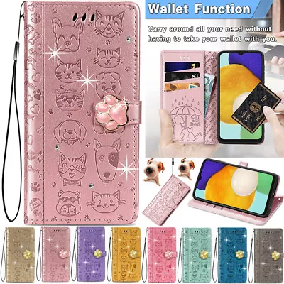 For OPPO A78 A77 A17 A16 Bling Glitter Patterned Flip Leather Wallet Case Cover • $16.89