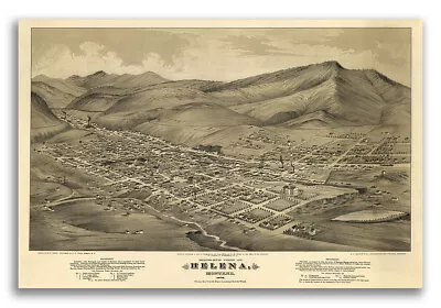 Bird's Eye View 1875 Helena Montana Vintage Style City Map - 20x30 • $18.95