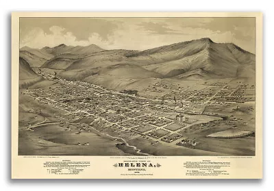 Helena Montana 1875 Historic Panoramic Town Map - 16x24 • $13.95