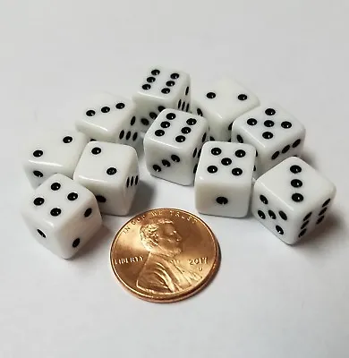 10x White Mini 10mm Dice With Pips Very Small Dice Backgammon & Other Games • $12.99