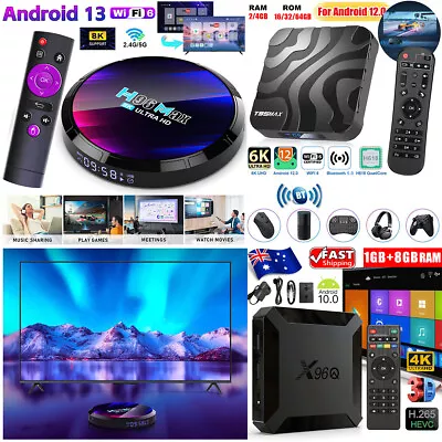 2023 Android Smart TV Box 4K 6K 8K WIFI HD Media Player HDMI 8GB/16GB/32GB/64GB • $56.11