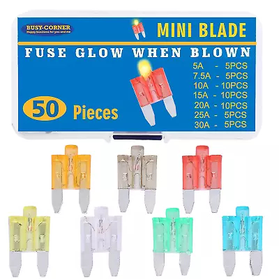 Glow Fuse Mini Blade Automotive Fuse Glow When Blown Smart Auto Glow Fuse Easy I • $30.85