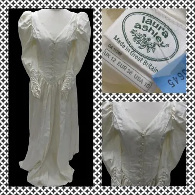 £695 • Buy Vtg Laura Ashley Size 10 12 Ivory Wedding Dress  Gown Corset Prairie Edwardian