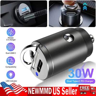 30W Dual USB Type-C PD Car Charger Fast Charger Adapter For IPhone 15 Pro Max 14 • $5.59