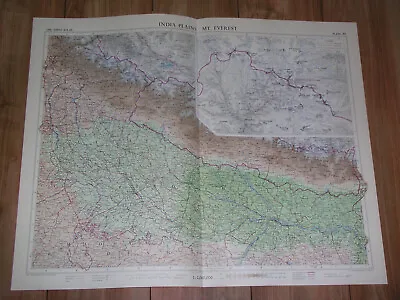 1959 Vintage Map Of Northern India Uttar Pradesh / Nepal Himalaya Mount Everest • $35.27