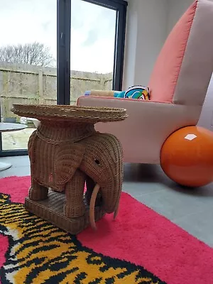 £325 • Buy Vintage Retro Mid Century French Wicker Elephant Side Table 1960s 1970s Fabulous
