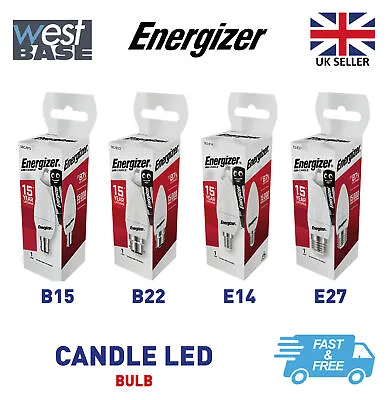 £6.49 • Buy Energizer Candle LED Light Bulb 3.3W=25W 5.2W=40W 7.3W=60W B15 B22 E14 E27 BC ES