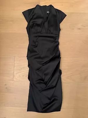 Xscape By Joanna Chen Black Satin Cocktail Prom Dress Super Sexy  • $50