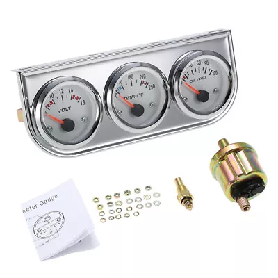 52MM Oil Pressure   Gauge Voltmeter Chrome 3 In 1 Gauge Car I0Z1 • $32.59