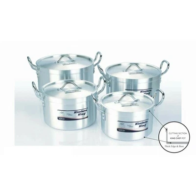 £181.99 • Buy 4 Pc 9X12 Aluminium Cooking Casserole Catering Pot Ground Base 23/ 26/ 28/ 30 Cm