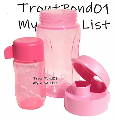 TUPPERWARE Eco Bottles Set 2 Small Mini Sports Travel 90mL + 310mL In Pink • £28.93