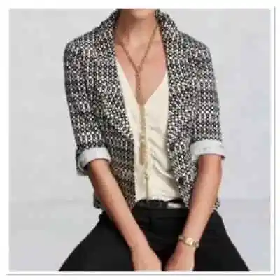 CAbi Women's Size 4 Du Jour Black & White Print 3/4 Sleeve Blazer • $6.95