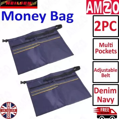 2 X Neilsen Money Coin Bag Navy Denim 5-Pockets Adjustable Belt Carboot - CT0076 • £8.99