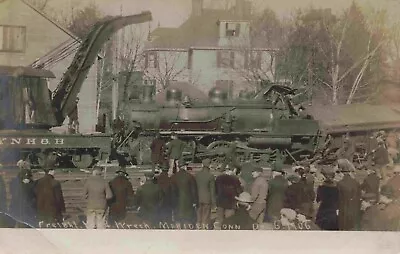 View Of The N.Y.N.H. & H. Freight Yard Train Wreck Meriden Connecticut CT RPPC • $29.95