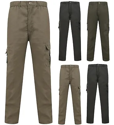 Mens Trousers Cargo Combat Walking Work Multi Action Black Size 36 38 40 42 NEW • £9.95