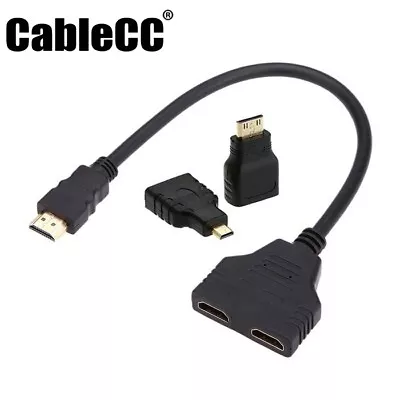 Cablecc HDTV To Dual HDTV Female Splitter Extension Cable Micro & Mini HDMI • $7.44