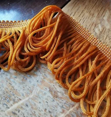 FREEPOST 55mm Vintage Orange/Brown Looped Fringe. Per Metre. Lampshade Trim • £3.99