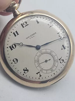 Antique Waltham U.s.a. Gold Plated Pocket Watch  47 Mm. /n051 • £159