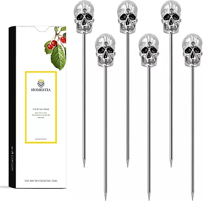 6Pcs Metal Cocktail Picks For Drinks Gothic Skull Martini Picks Olive Martini P • $29.07